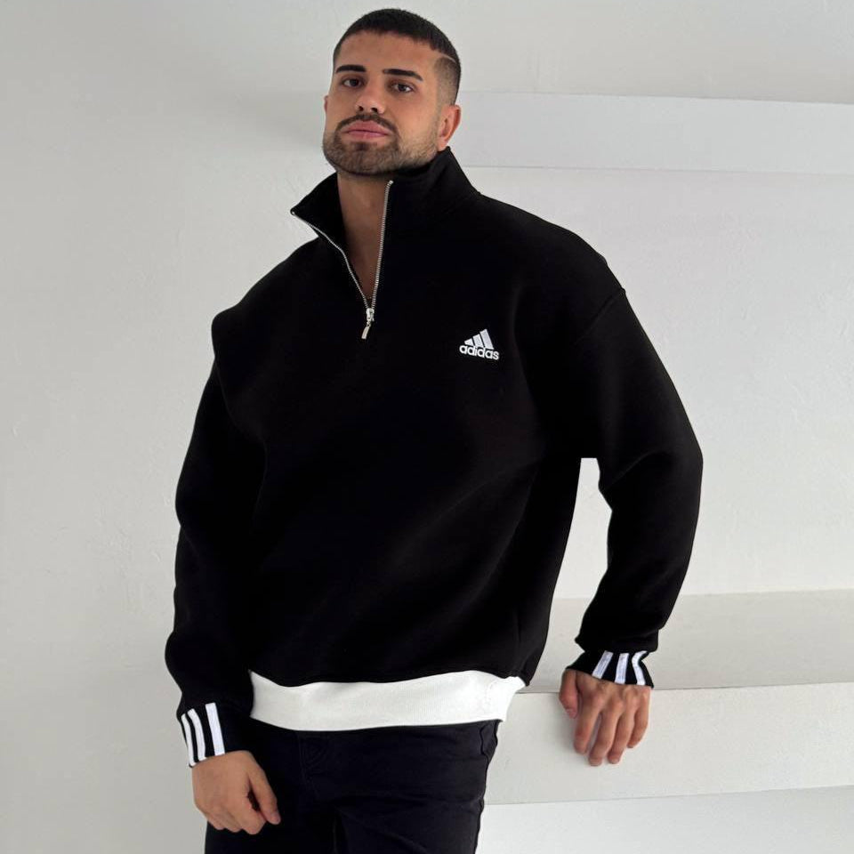 Adidas Premium Half-Zip Oversized Sweatshirt – Minimal Athletic Edition