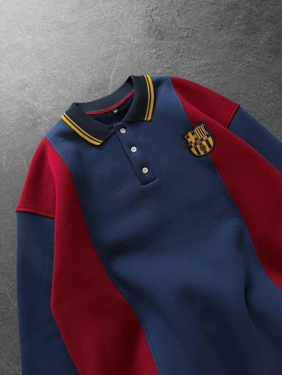 BRC Oversized Three-Thread Polo Sweatshirt – Cotton Blend