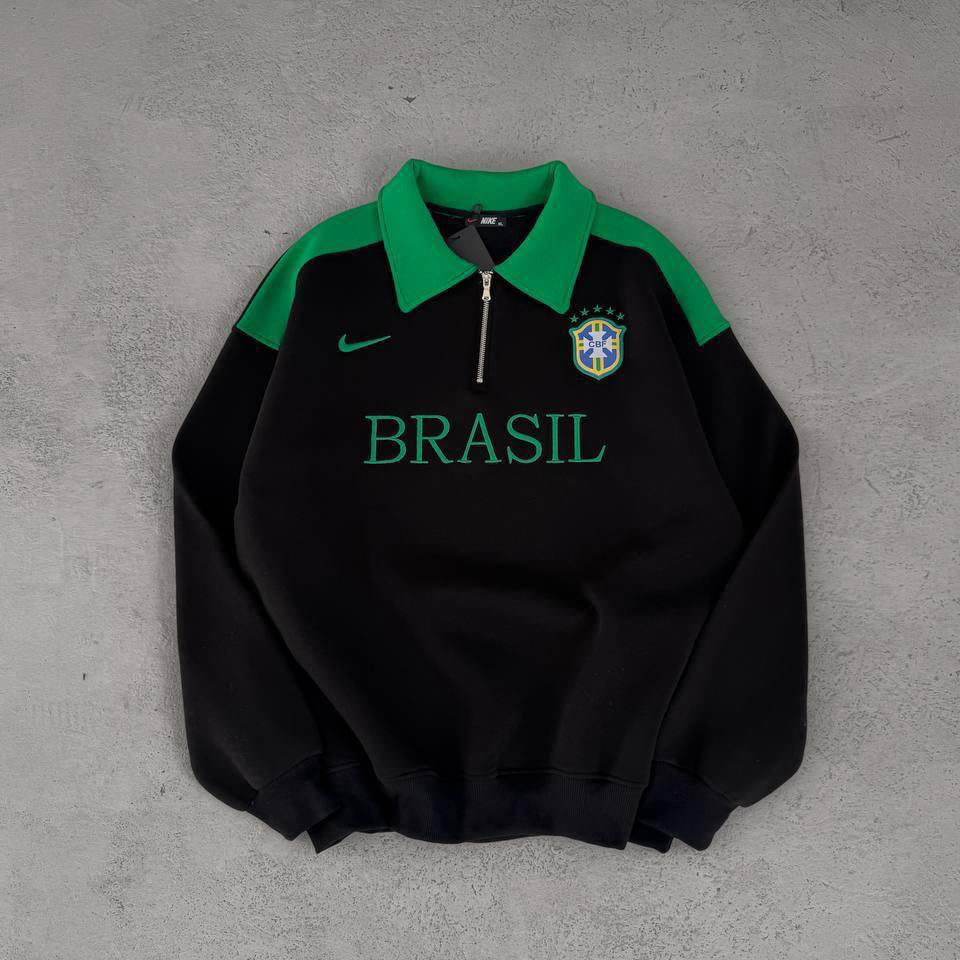 Brazil Half-Zip Oversized Sweatshirt – Premium Football Streetwear