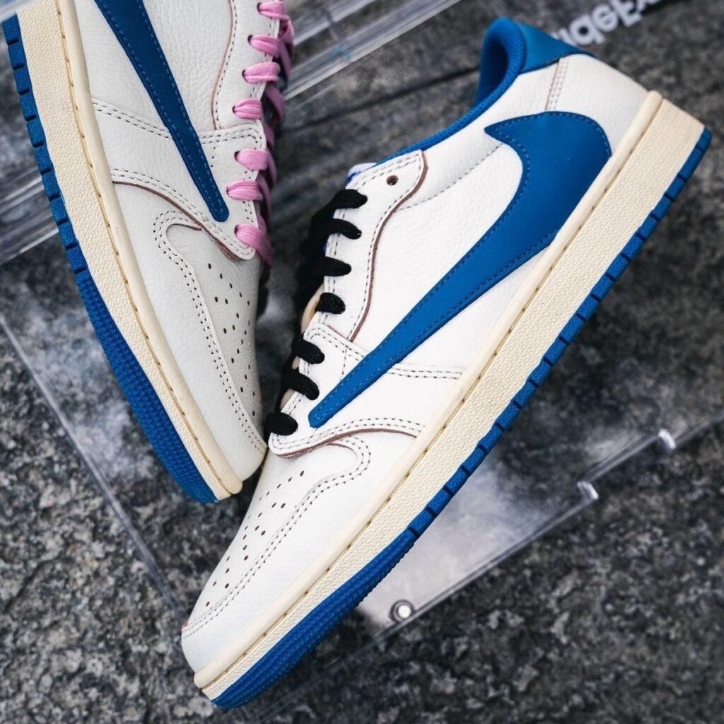Jordan 1 Retro Low OG SP Fragment x Travis Scott Sail Military Blue