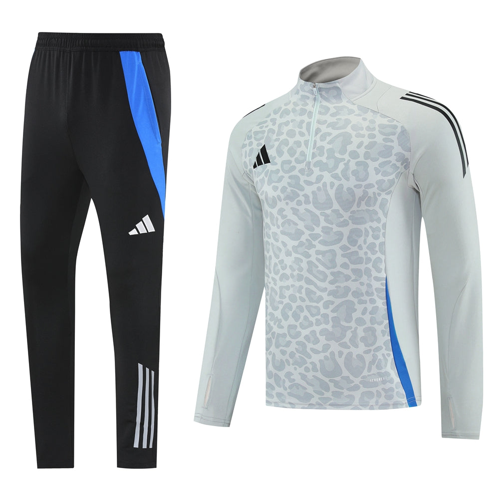 Adidas Track Suit - Leopard Camo Light Grey with Blue Strips