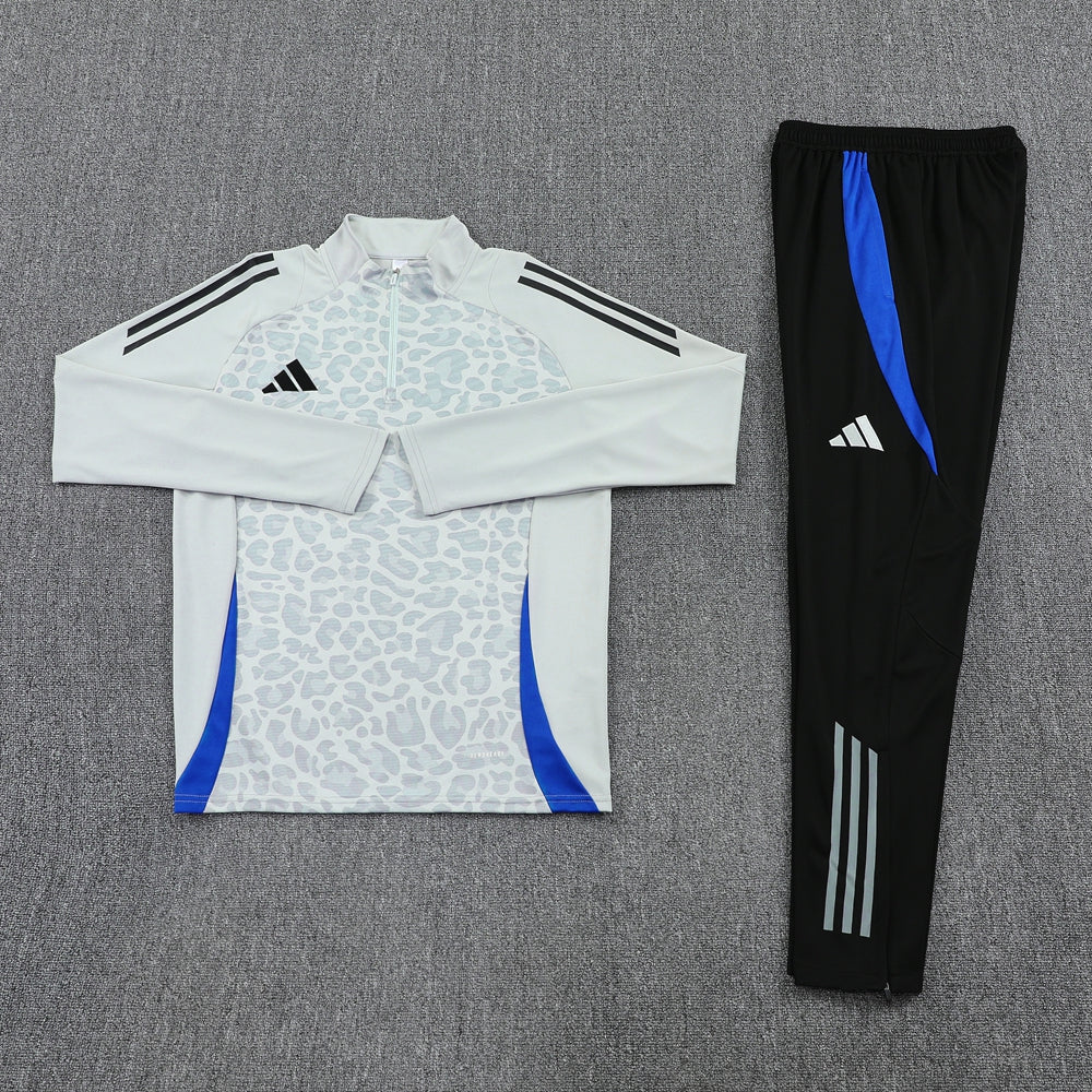 Adidas Track Suit - Leopard Camo Light Grey with Blue Strips