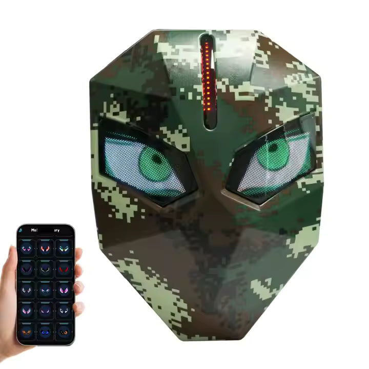 Smart LED Backpack – Hard Shell Bag with Glowing Eyes (ARMY GREEN)