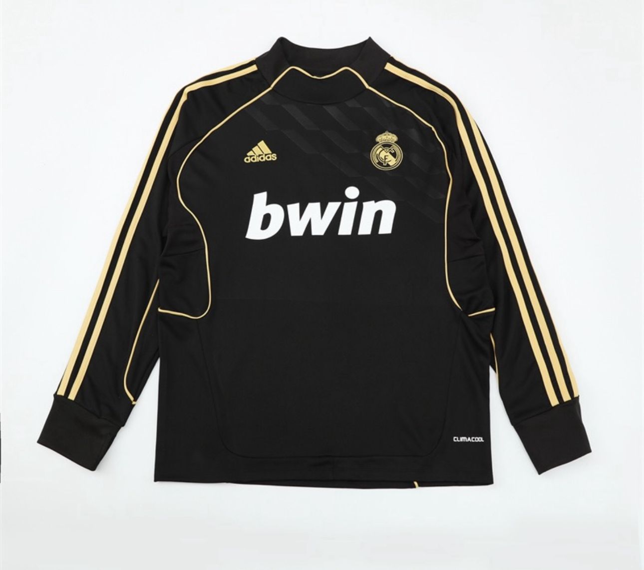 Real Madrid 2011/12 Away Black & Gold Long Sleeve Retro Soccer TOP