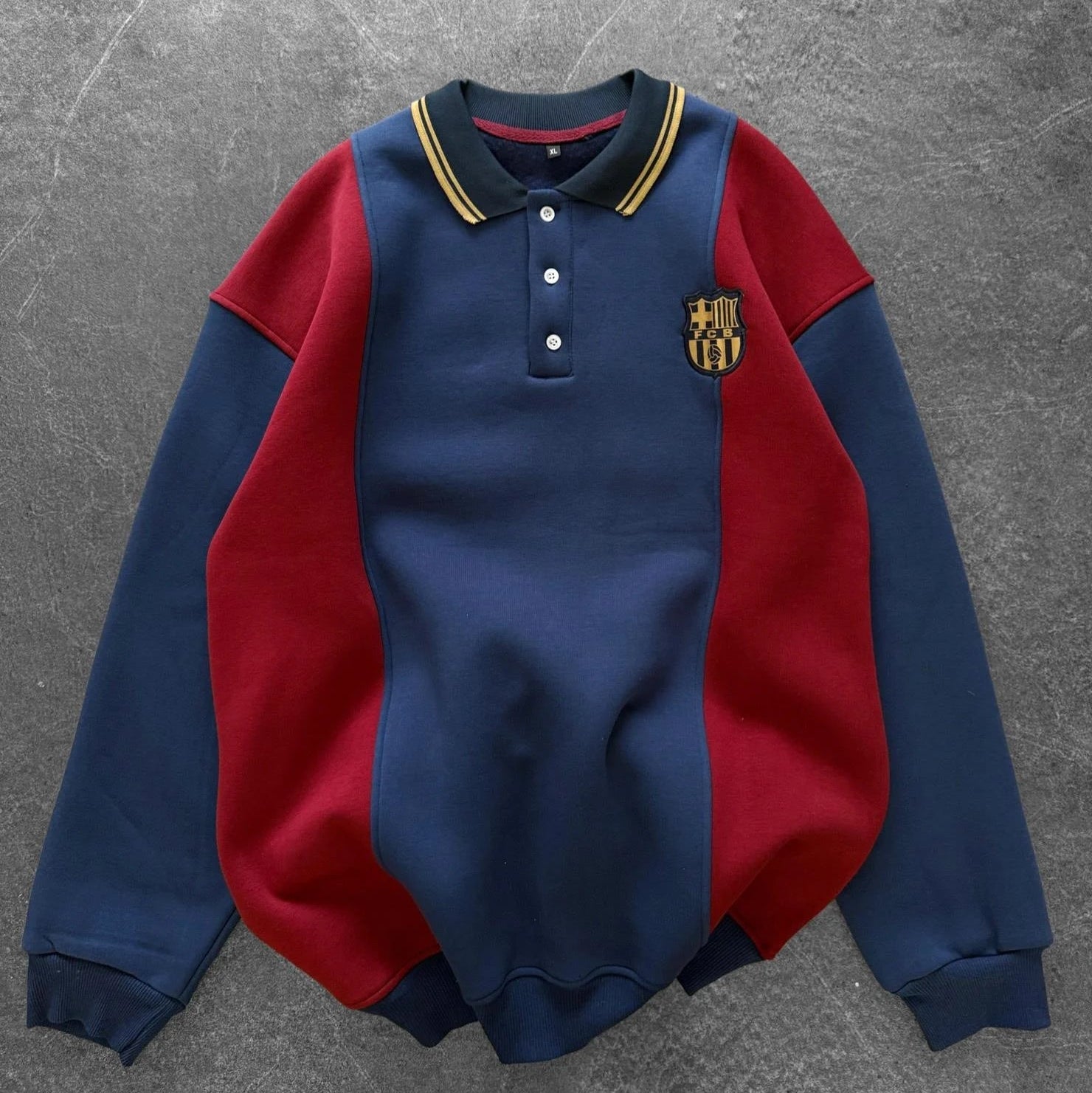 BRC Oversized Three-Thread Polo Sweatshirt – Cotton Blend