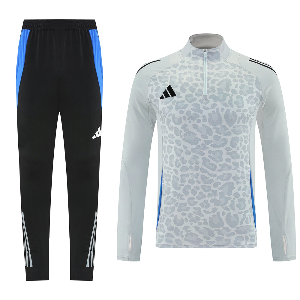 Adidas Track Suit - Leopard Camo Light Grey with Blue Strips
