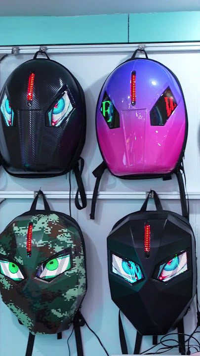 Smart LED Backpack – Hard Shell Bag with Glowing Eyes (Violet Flame)