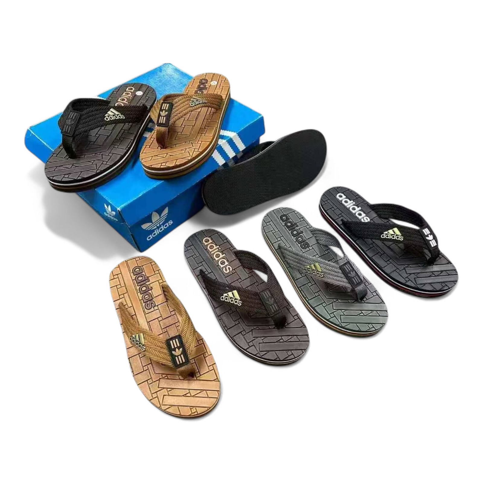 Adidas Men’s Flip Flops – Brick Pattern Comfort Sole