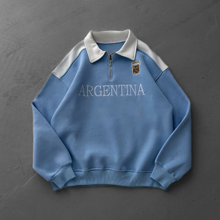 Argentina Half-Zip Oversized Sweatshirt – Premium Football Streetwear